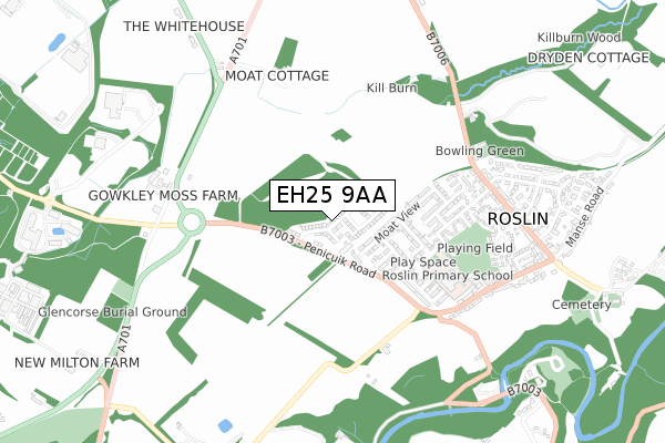 EH25 9AA map - small scale - OS Open Zoomstack (Ordnance Survey)