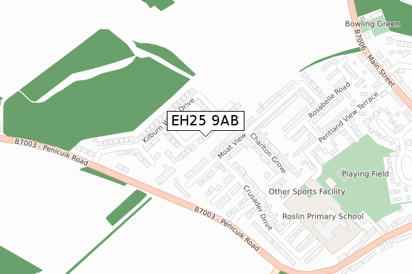 EH25 9AB map - large scale - OS Open Zoomstack (Ordnance Survey)