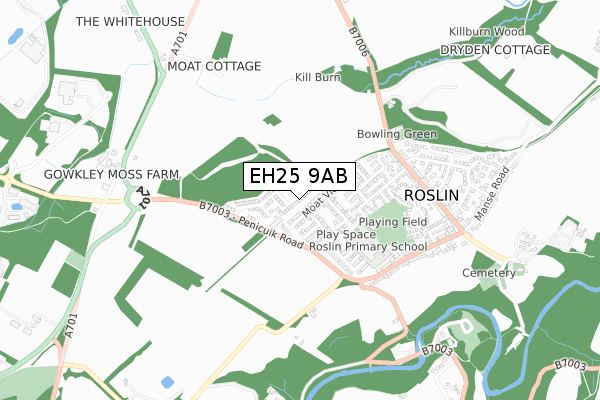 EH25 9AB map - small scale - OS Open Zoomstack (Ordnance Survey)