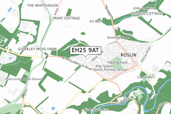 EH25 9AT map - small scale - OS Open Zoomstack (Ordnance Survey)