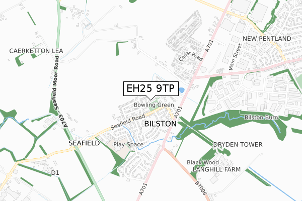 EH25 9TP map - small scale - OS Open Zoomstack (Ordnance Survey)