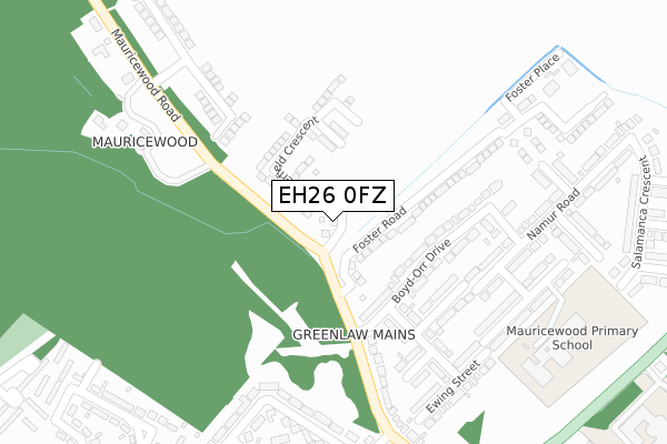 EH26 0FZ map - large scale - OS Open Zoomstack (Ordnance Survey)