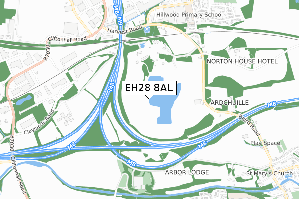 EH28 8AL map - small scale - OS Open Zoomstack (Ordnance Survey)