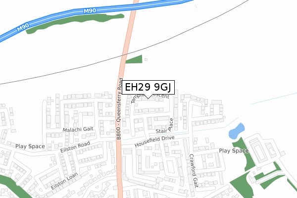 EH29 9GJ map - large scale - OS Open Zoomstack (Ordnance Survey)