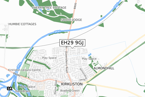 EH29 9GJ map - small scale - OS Open Zoomstack (Ordnance Survey)