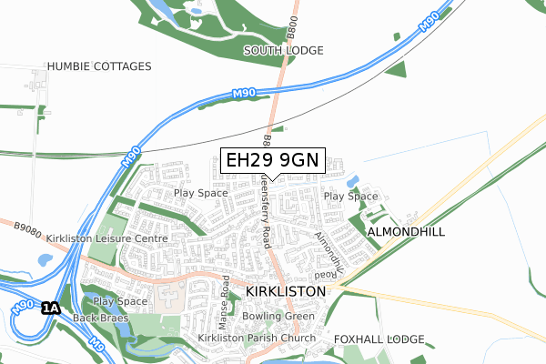 EH29 9GN map - small scale - OS Open Zoomstack (Ordnance Survey)