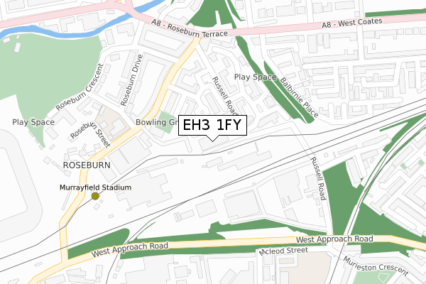 EH3 1FY map - large scale - OS Open Zoomstack (Ordnance Survey)