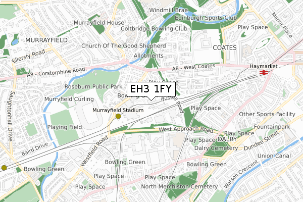 EH3 1FY map - small scale - OS Open Zoomstack (Ordnance Survey)