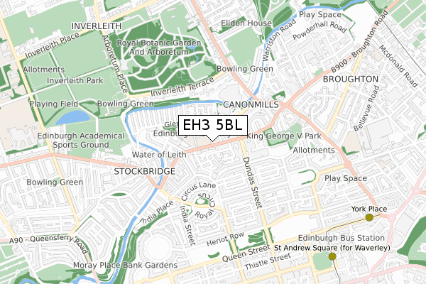 EH3 5BL map - small scale - OS Open Zoomstack (Ordnance Survey)