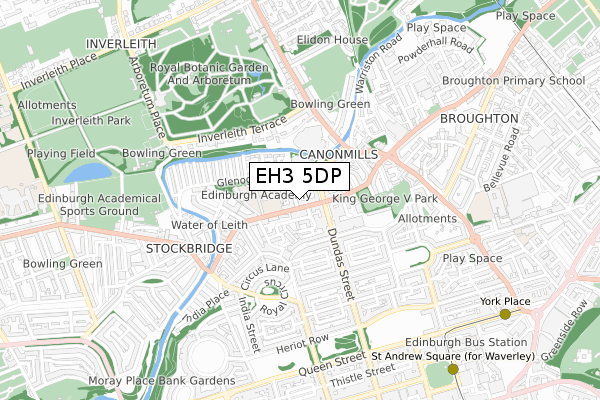 EH3 5DP map - small scale - OS Open Zoomstack (Ordnance Survey)