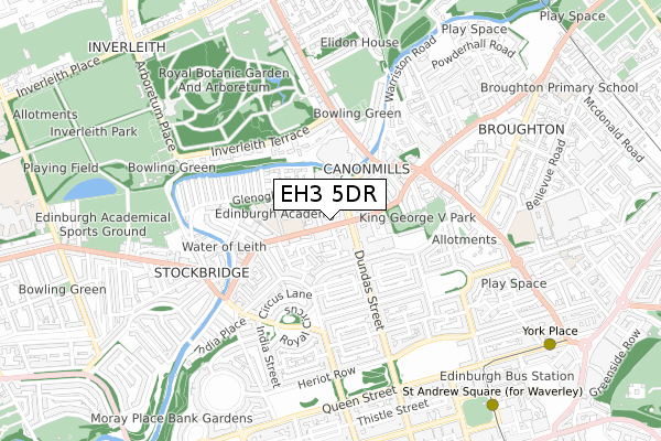 EH3 5DR map - small scale - OS Open Zoomstack (Ordnance Survey)