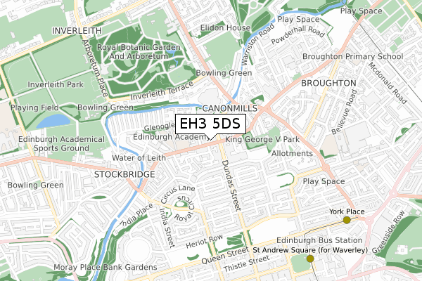 EH3 5DS map - small scale - OS Open Zoomstack (Ordnance Survey)