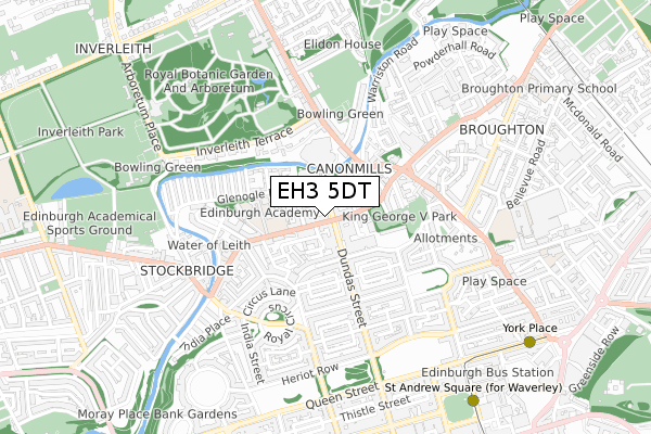 EH3 5DT map - small scale - OS Open Zoomstack (Ordnance Survey)