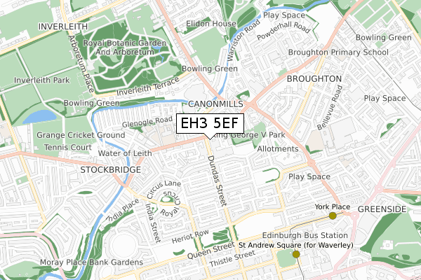 EH3 5EF map - small scale - OS Open Zoomstack (Ordnance Survey)