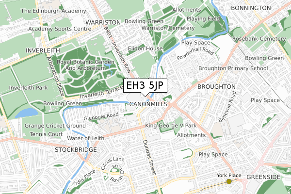 EH3 5JP map - small scale - OS Open Zoomstack (Ordnance Survey)