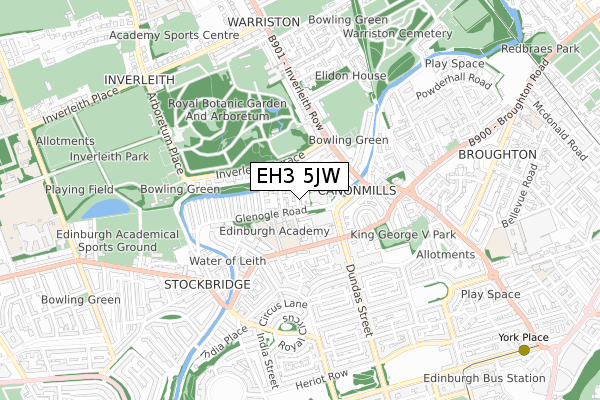 EH3 5JW map - small scale - OS Open Zoomstack (Ordnance Survey)