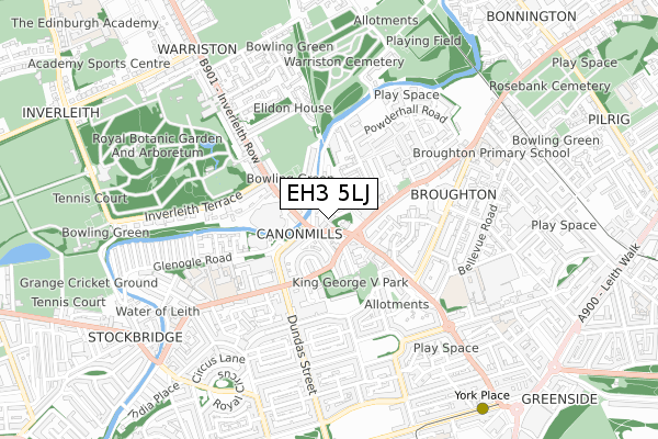 EH3 5LJ map - small scale - OS Open Zoomstack (Ordnance Survey)