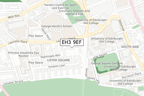 EH3 9EF map - large scale - OS Open Zoomstack (Ordnance Survey)