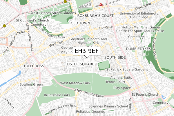 EH3 9EF map - small scale - OS Open Zoomstack (Ordnance Survey)