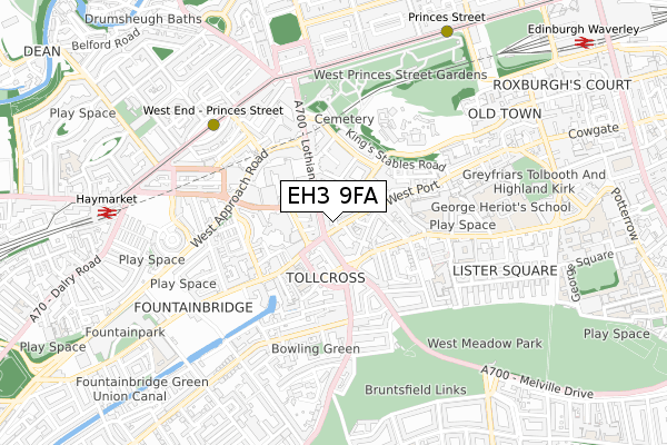 EH3 9FA map - small scale - OS Open Zoomstack (Ordnance Survey)