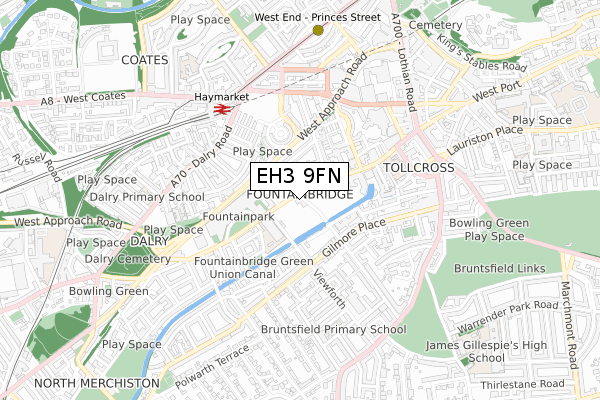 EH3 9FN map - small scale - OS Open Zoomstack (Ordnance Survey)