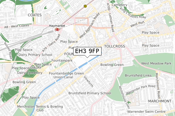 EH3 9FP map - small scale - OS Open Zoomstack (Ordnance Survey)