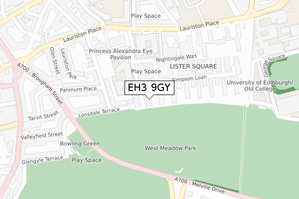 EH3 9GY map - large scale - OS Open Zoomstack (Ordnance Survey)