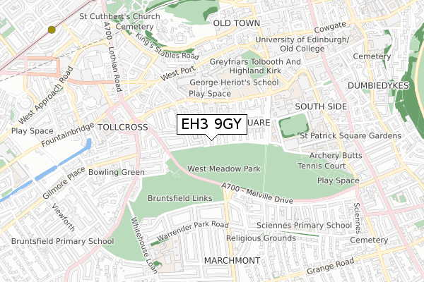 EH3 9GY map - small scale - OS Open Zoomstack (Ordnance Survey)