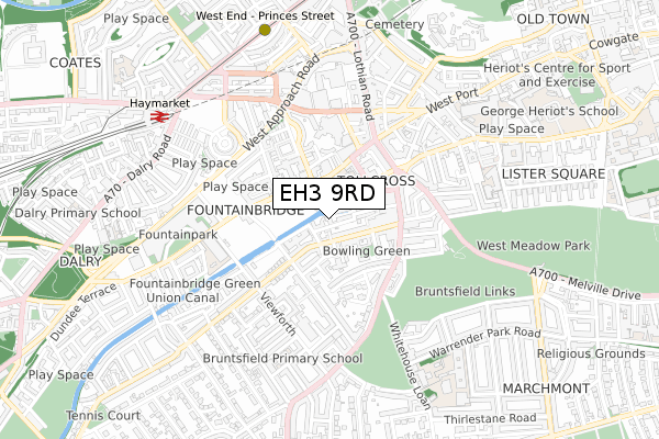 EH3 9RD map - small scale - OS Open Zoomstack (Ordnance Survey)