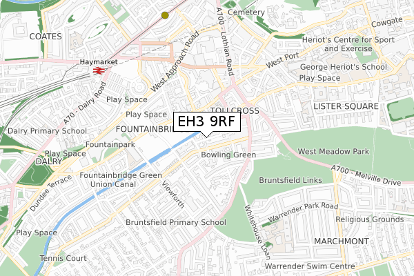 EH3 9RF map - small scale - OS Open Zoomstack (Ordnance Survey)