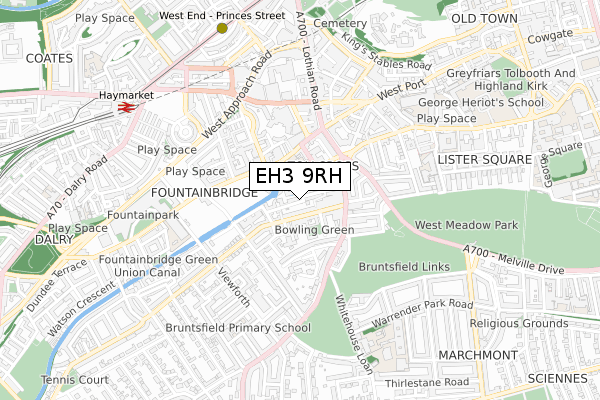 EH3 9RH map - small scale - OS Open Zoomstack (Ordnance Survey)