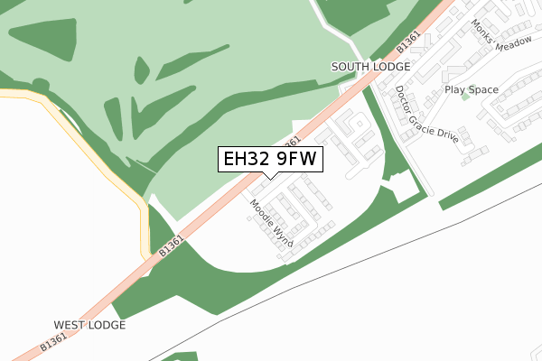 EH32 9FW map - large scale - OS Open Zoomstack (Ordnance Survey)