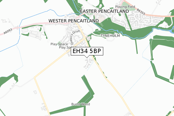 EH34 5BP map - small scale - OS Open Zoomstack (Ordnance Survey)