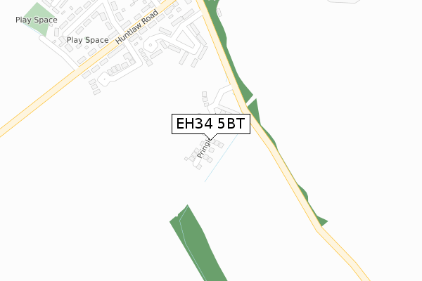 EH34 5BT map - large scale - OS Open Zoomstack (Ordnance Survey)