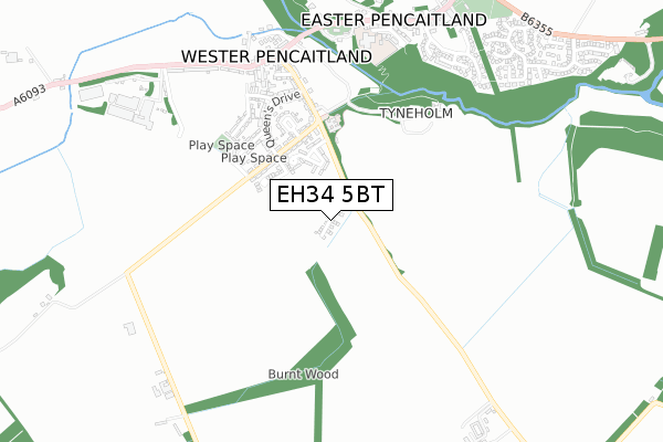 EH34 5BT map - small scale - OS Open Zoomstack (Ordnance Survey)