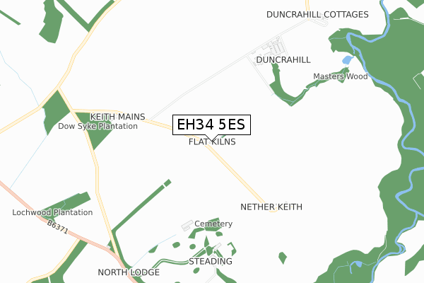 EH34 5ES map - small scale - OS Open Zoomstack (Ordnance Survey)