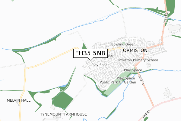 EH35 5NB map - small scale - OS Open Zoomstack (Ordnance Survey)