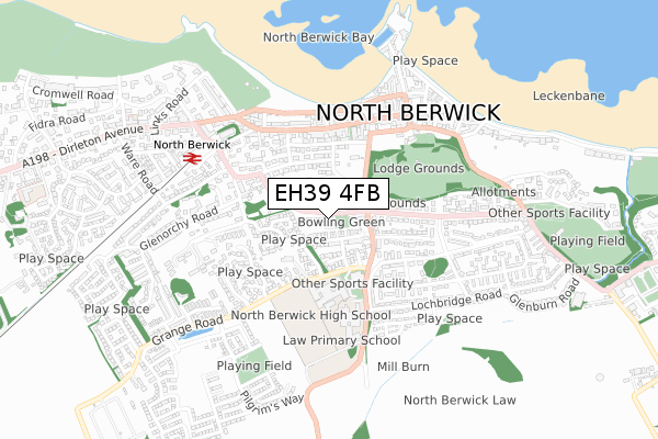 EH39 4FB map - small scale - OS Open Zoomstack (Ordnance Survey)