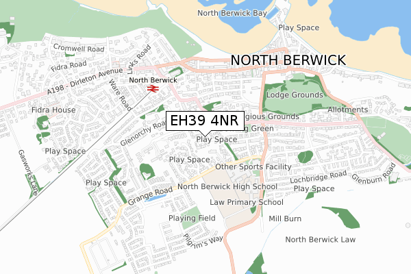 EH39 4NR map - small scale - OS Open Zoomstack (Ordnance Survey)