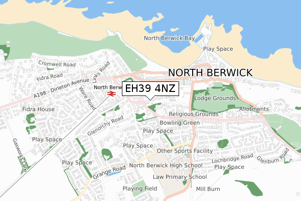 EH39 4NZ map - small scale - OS Open Zoomstack (Ordnance Survey)