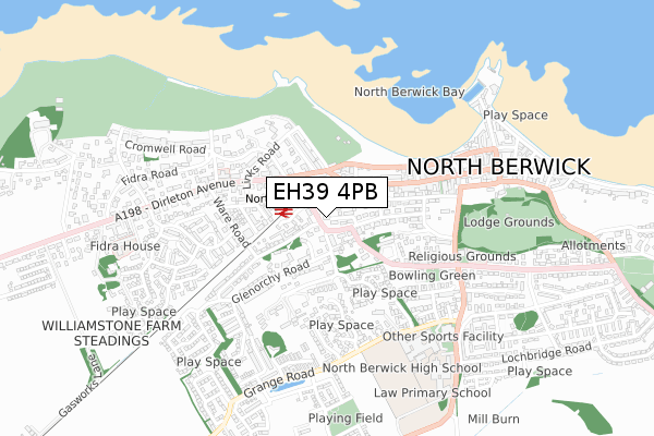 EH39 4PB map - small scale - OS Open Zoomstack (Ordnance Survey)