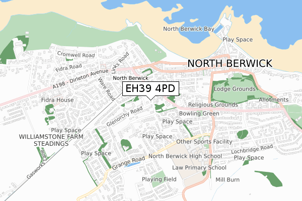 EH39 4PD map - small scale - OS Open Zoomstack (Ordnance Survey)