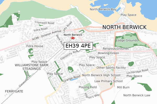 EH39 4PE map - small scale - OS Open Zoomstack (Ordnance Survey)