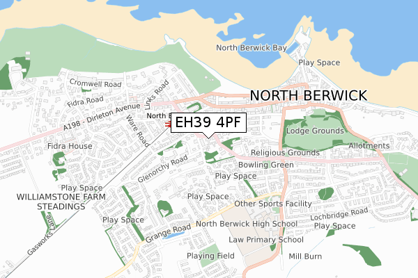 EH39 4PF map - small scale - OS Open Zoomstack (Ordnance Survey)