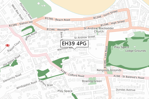 EH39 4PG map - large scale - OS Open Zoomstack (Ordnance Survey)