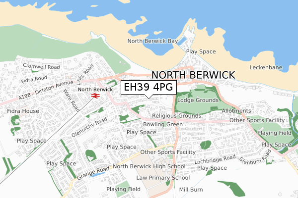 EH39 4PG map - small scale - OS Open Zoomstack (Ordnance Survey)