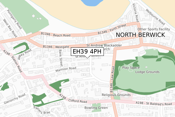 EH39 4PH map - large scale - OS Open Zoomstack (Ordnance Survey)