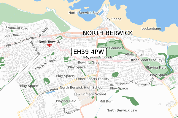 EH39 4PW map - small scale - OS Open Zoomstack (Ordnance Survey)