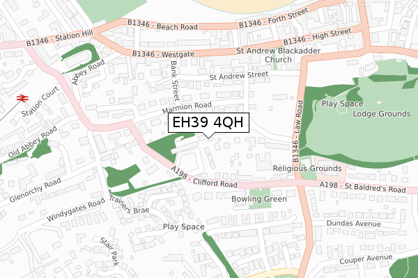 EH39 4QH map - large scale - OS Open Zoomstack (Ordnance Survey)