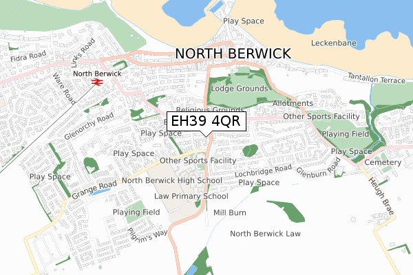 EH39 4QR map - small scale - OS Open Zoomstack (Ordnance Survey)